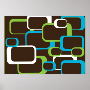 Poster dos Quadrados Retrorísticos Castanhos