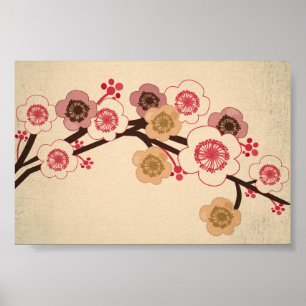Poster dos sakuras do vintage