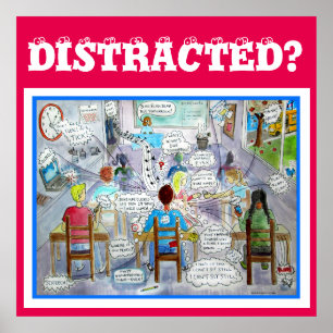 POSTER dos SINTOMAS ADHD "distraído"