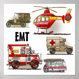 Poster dos veículos da ambulância EMT
