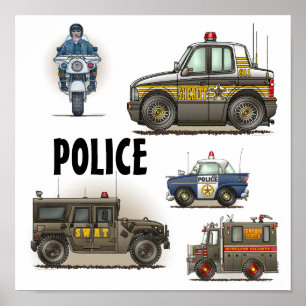 Poster dos veículos da polícia da polícia