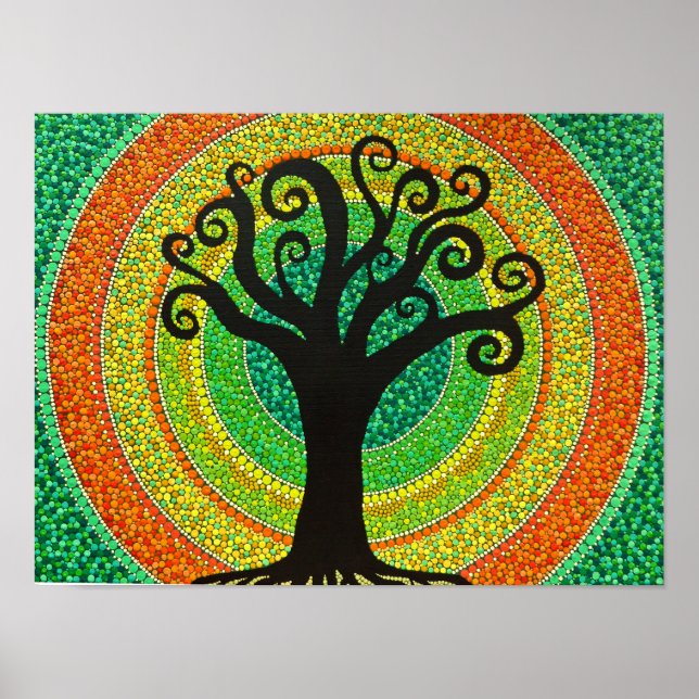 Poster Dot Painting Bild "Lebensbaum" (Frente)