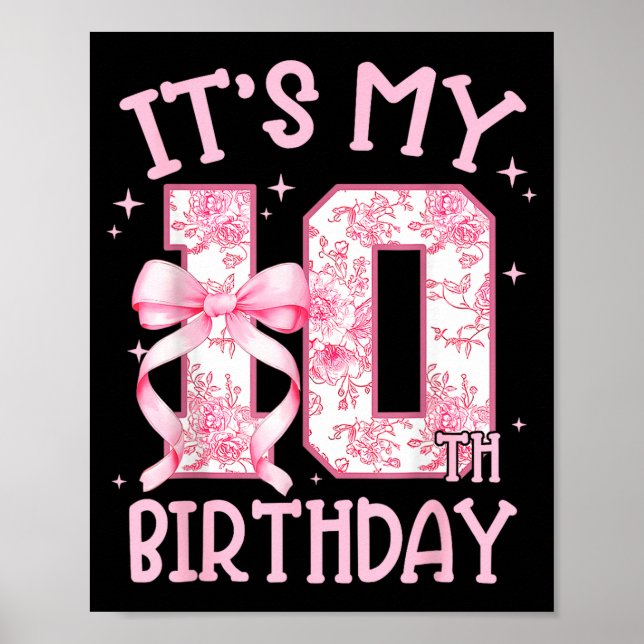 Poster Double Digits Birthday Girl 10th Birthday Coquette (Frente)