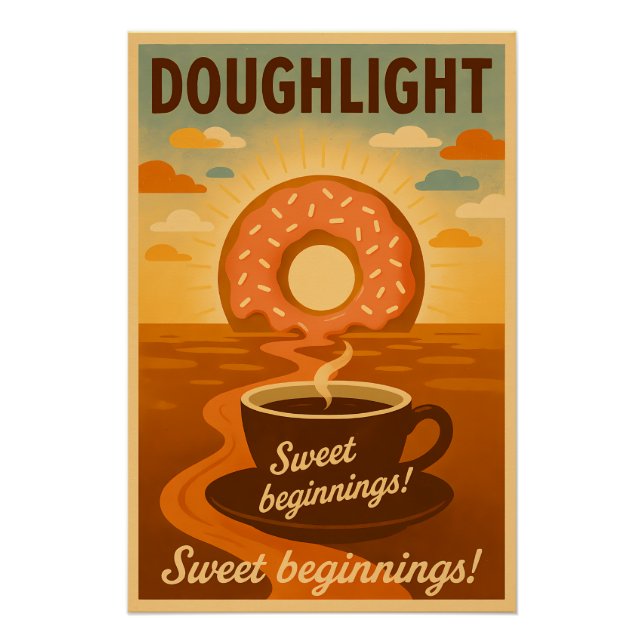 Póster Doughlight Retro Donut Coffee Poster (Frente)