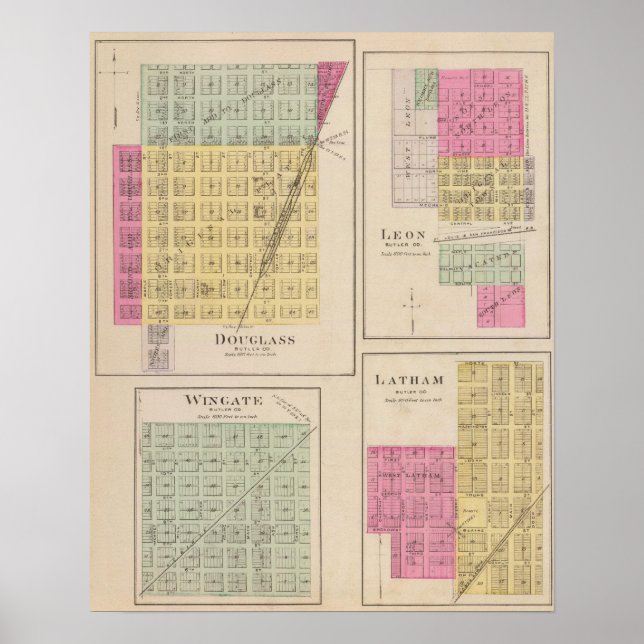 Póster Douglas, Leon, Wingate e Latham, Kansas (Frente)