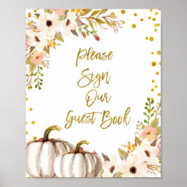 Poster Dourada abóbora, por favor assine nosso livro de c
