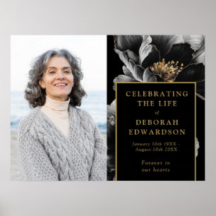 Poster Dourada Celebração Funeral Preta Do Sinal De Foto 