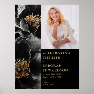 Poster Dourada Celebração Funeral Preta Do Sinal De Foto
