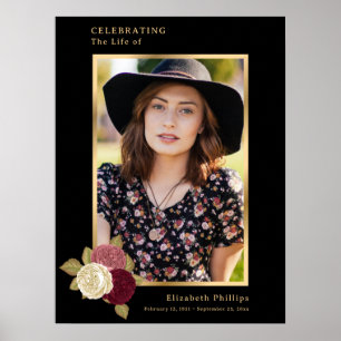 Poster Dourada Celebração Preta do Sinal Funeral Fotográf