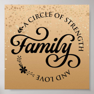 Poster Dourada citação da família Inspiracional Específic