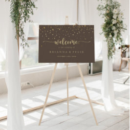 Poster Dourada Confetti Calliografia Casamento Brown Boas