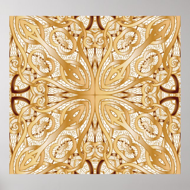 Poster Dourada cor, padrão decorativo perfeito. (Frente)