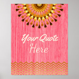 Póster Dourada Cotação Personalizada Flor de Lotus Vintag