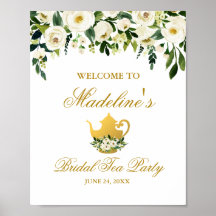 Dourada Floral Verde, Chá de panela Tea Party Bem-