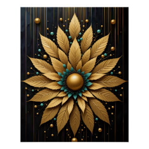 Póster Dourada Folha Burst