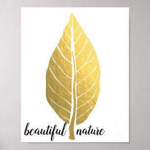 Poster Dourada folha Natureza Ama Pintura