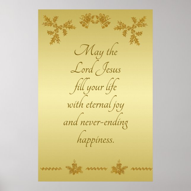 Poster Dourada Glitter Feliz Natal, Papai Noel em ouro (Frente)