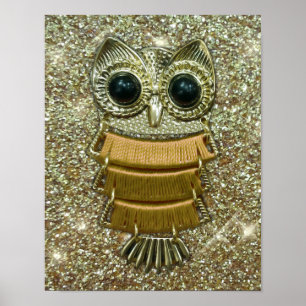 Poster Dourada Jewel Owl