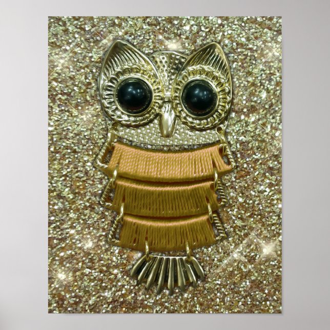 Poster Dourada Jewel Owl (Frente)