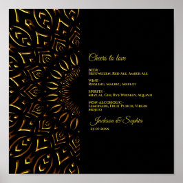 Poster Dourada mandala - clássico menu de bebidas elegant