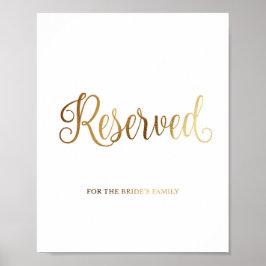 Poster Dourada placa de casamento reservada | DOURADO