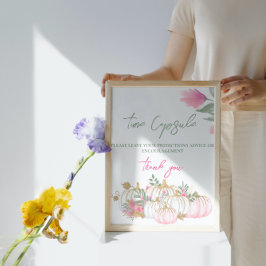 Poster Dourada Pumpkin Branco Pequeno Tempo para Bebê Cáp