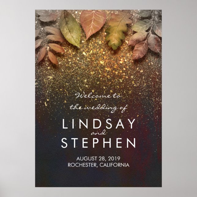 Póster Dourada queda deixa sinal de boas-vindas do casame (Frente)