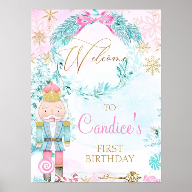 Poster Dourada terra de Sweets Nutcracker Birthday Bem-vi (Frente)