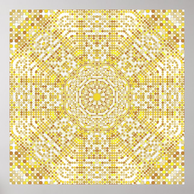 Poster Dourada textura de padrão com mosaicos de ouro no  (Frente)