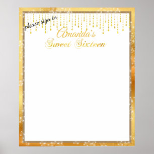 Poster Douradas Cordas Doce Dezesseis Estrelas Sparkle