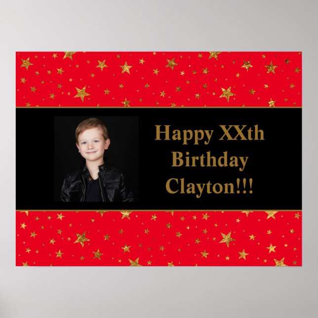 Poster Douradas estrelas com fotografia de mensagem no an (Frente)