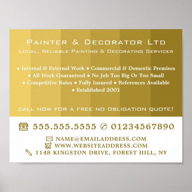 Poster Douradas faixas de óculos, pintor e decorador (Frente)