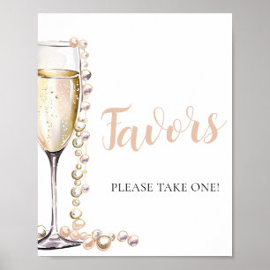 Poster Douradas Pérolas e Champanhe Prosecco Favorecem Si
