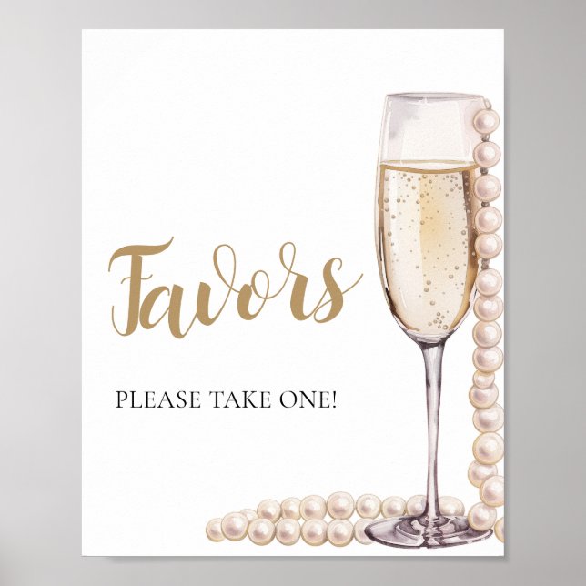 Poster Douradas Pérolas e Champanhe Prosecco Favorecem Si (Frente)