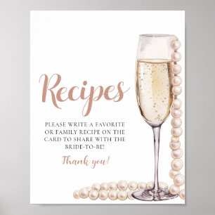 Poster Douradas pérolas e sinal de champanhe Prosecco