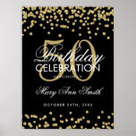 Poster Dourado 50º Aniversário Glitter Confetti Preto<br><div class="desc">Elegante 50º aniversário,  Faux Glitter Confetti Black Banner modelo.</div>