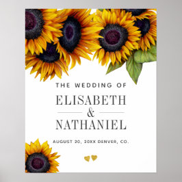 Poster Dourado amarelo girassol sinal de boas-vindas