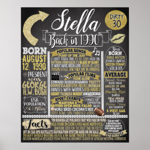 Poster Dourado aniversário de 30 anos, Decor do Partido,