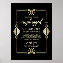 Poster Dourado art Deco 20s Unplugged Ceremony Sign
