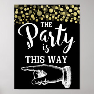 Póster DOURADO & BlacK DESTA MANEIRA FINGER APONTANDO con