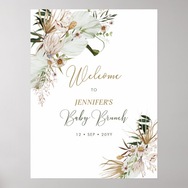 Poster Dourado Boho/Bohemian Baby Brunch (Frente)