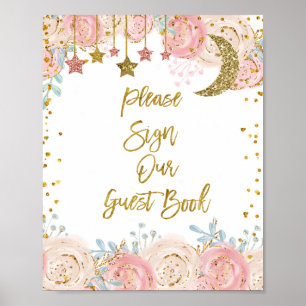 Poster Dourado brilho por favor assine nosso livro convid