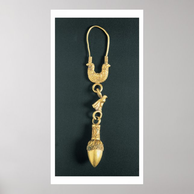 Póster Dourado brinco com pingente em forma de gota (Frente)