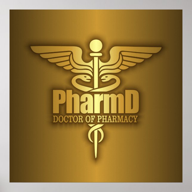 Póster Dourado Caduceus (PharmD) (Frente)