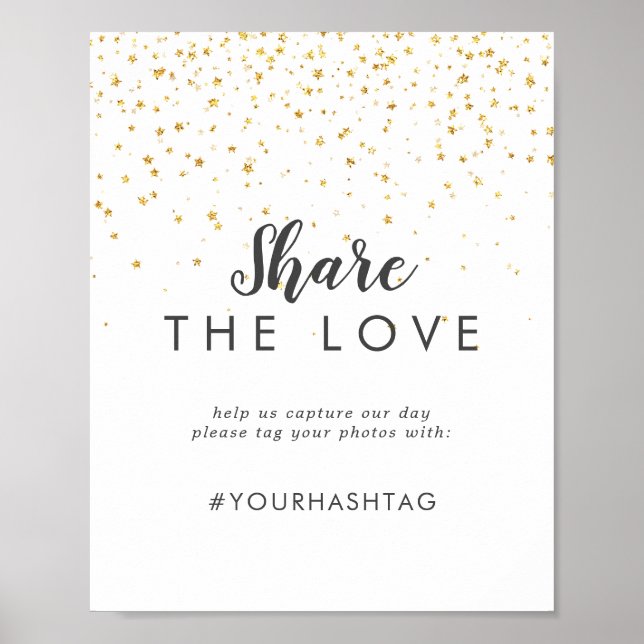 Poster Dourado Casamento de Confetti Compartilhe o Sinal  (Frente)