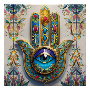 Póster Dourado Colorido Filigree Blue-Green Third Eye Ham