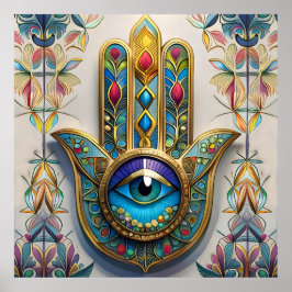 Poster Dourado Colorido Filigree Blue-Green Third Eye Ham