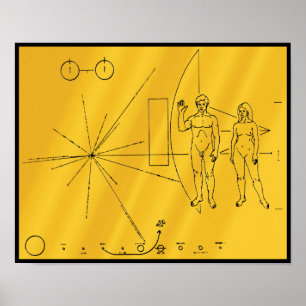 POSTER Dourado com sonda espacial 10 Pioneer NASA