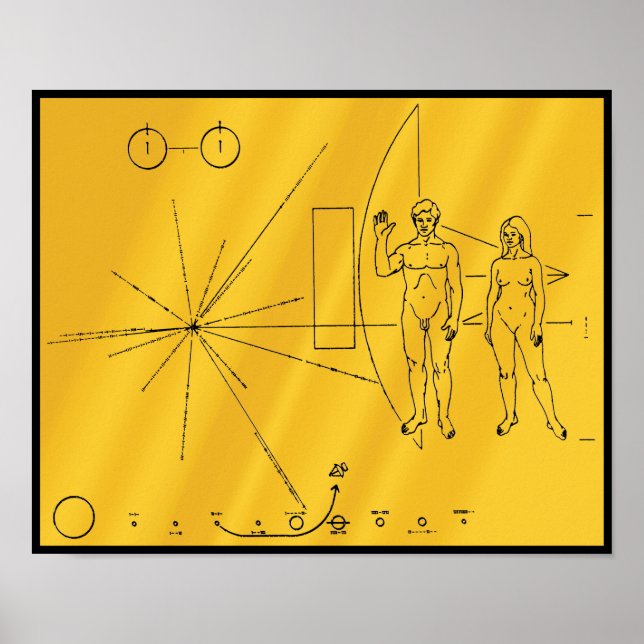 POSTER Dourado com sonda espacial 10 Pioneer NASA (Frente)
