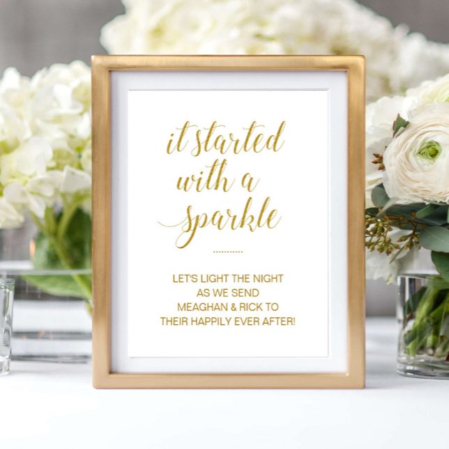 Poster Dourado Começou Com Um Brilho Casamento Brilhante (Criador carregado)